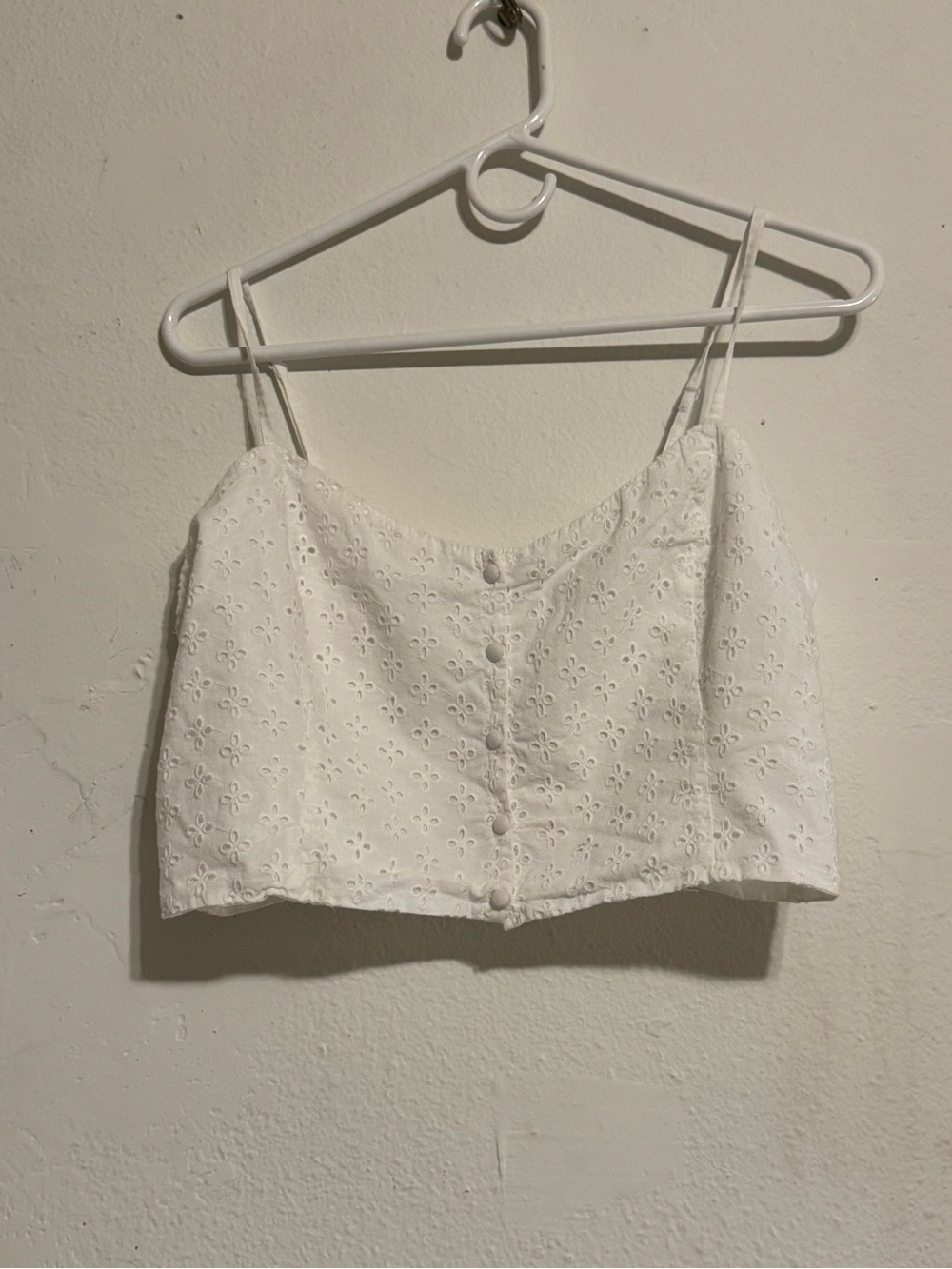 Florence by Mills White Eyelet Button-Front Crop Tank Top Size XL